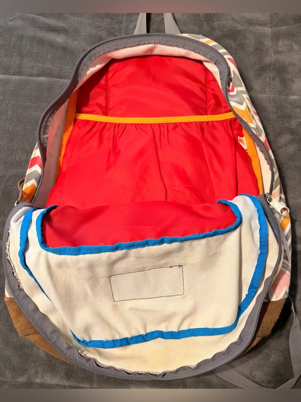 JanSport Chevron Pattern Backpack - Pink, Red, Yellow, Gray, Brown